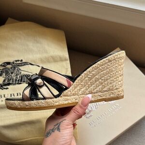 Authentic ✨Burberry Black and Tan Wedge Sandals